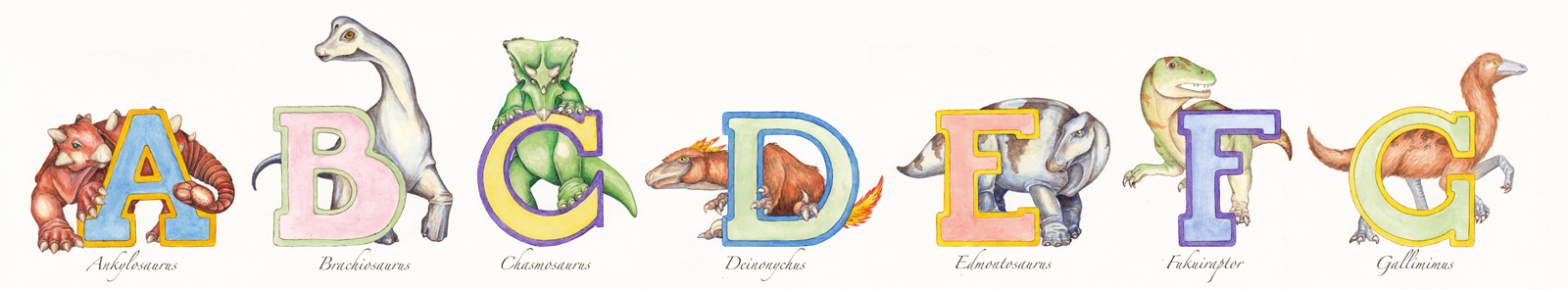 Illustrated baby dinosaur alphabet