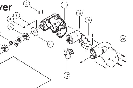 An isometric illustration of a small electric drill